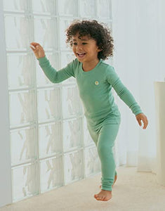 moimoln Baby Girls Boys Premium Soft Bamboo Viscose Ribbed Long-Sleeve Snug fit Pjs Set, Fresh Mint 6-12m