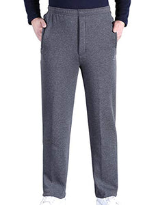 Zoulee Men's Front Zip Open-Bottom Sports Pants Sweatpants Trousers Fleece Dark Grey M