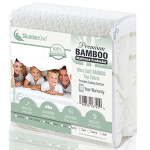 SlumberOwl Premium Bamboo Mattress Protector – 100% Waterproof, Cooling & Ultra Soft Mattress Cover (Full)