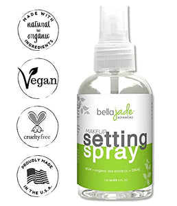 Bella Jade Face Setting Spray for Makeup Long Lasting Mist: Hydrating Dewey Finishing Spray for Makeup + Organic Green Tea & MSM for All Skin Types, Oily skin – Makeup Setting Spray for Face 4 oz