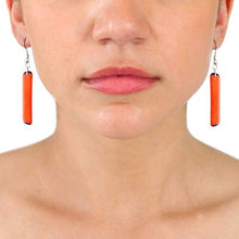 Load image into Gallery viewer, Tagua Nut Earrings Rectangles in Orange Handmade, Fair Trade, Lightweight by Florama Natural Jewelry
