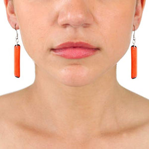 Tagua Nut Earrings Rectangles in Orange Handmade, Fair Trade, Lightweight by Florama Natural Jewelry