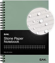 Load image into Gallery viewer, GAK. Stone Paper Waterproof Spiral Notebook, 7.20”x10.11”, 50 sheets, Durable Notebook, Eco-Friendly Mineral Stone Paper Notebook, Waterproof Notepad, Ruled, Green
