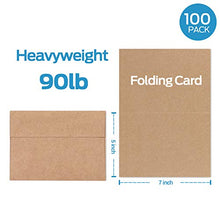 Load image into Gallery viewer, Blank Cards and Envelopes 100 Pack, Ohuhu 5 x 7 Heavyweight Kraft Paper Folded Cardstock and A7 Envelopes for DIY Greeting Cards, Wedding, Birthday, Invitations, Shower, Thank You Cards &amp; All Occasion
