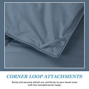 Ameridown Light Warmth Premier Down Alternative Comforter with Sewn in Duvet Corner Loop Attachments, King/California King Size Bed, Denim