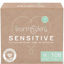 Load image into Gallery viewer, Earth &amp; Eden Sensitive | Eco-Conscious &amp; Hypoallergenic Diapers | Size Newborn | 108 Count
