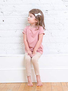 Colored Organics Infant Toddlers and Kids Organic Cotton Short Sleeve Crew Neck Tee Shirt - Rose - 6 / Small