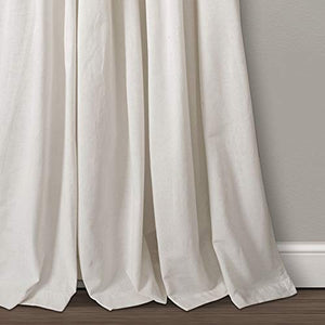 Lush Decor Linen Button Farmhouse Curtains, Single Panel, Pleated Two Tone Design 40"W x 84"L, Linen
