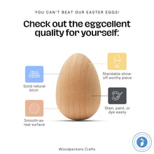 Load image into Gallery viewer, 50 Smooth Standable Wooden Easter Eggs to Paint, Quality Small Wooden Eggs for Crafts, Wooden Easter Eggs Paint 2 in, by Woodpeckers
