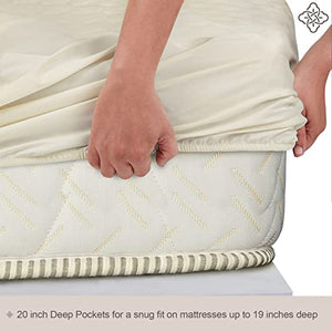 Bioweaves 100% Organic Cotton Mattress Pad Cover, GOTS Certified Quilted Fitted Mattress Protector with Soft Cotton Wadding - 20 Inch Deep Pocket, Full