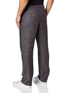 Perry Ellis Men's Regular Fit 100% Linen Drawstring Pants (Waist Size 29-54 Big & Tall), Slate, 38W x 32L