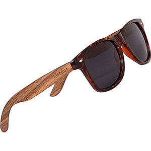 WOODIES Walnut Wood Sunglasses Tortoise Shell Frame and Polarized Lens for Men and Women - 100% UVA/UVB Ray Protection