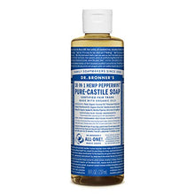 Load image into Gallery viewer, Dr. Bronner&#39;s - Pure-Castile Liquid Soap (Peppermint, 8 ounce) - Made with Organic Oils, 18-in-1 Uses: Face, Body, Hair, Laundry, Pets and Dishes, Concentrated, Vegan, Non-GMO
