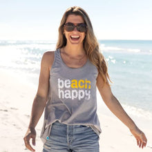 Load image into Gallery viewer, 30A Beach Happy Racer Tank Top - Women - Ash - XS - Made from Plastic Bottles
