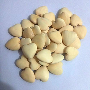 Arakierst 50pcs Natural 20mm Unfinished Wood Hearts Beads with Holes Eco-Friendly Wooden Handing Materials DIY Beading Craft Accessories