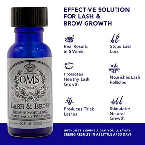 OMS Natural Eyelash Growth Serum & Brow Enhancer | Vegan, Cruelty, Paraben, Talc & Irritation Free Formula | Natural Peptide Booster for Lash & Brows