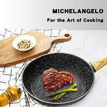 Load image into Gallery viewer, MICHELANGELO 10 Inch Frying Pan with Lid, Nonstick Frying Pan with Lid, Frying Pan with 100% APEO &amp; PFOA-Free Stone-Derived Non-Stick Coating, Nonstick Granite Skillets, Induction Compatible
