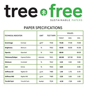 Tree Free Copy Paper, 20 LB, 8.5" x 11", 92 Bright, 100% Tree Free Carbon Neutral Acid Free, Made from Sugarcane Waste Fiber (500/Ream)