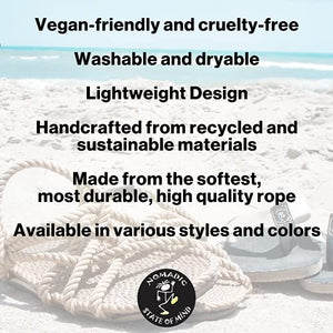 Nomadic State of Mind San Juan Sandal - Handmade Rope Shoes – Machine Washable – Comfortable, Colorfast & Lightweight – Vegan Friendly – For Women & Men