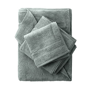 Cariloha Organic Bamboo-Viscose and Turkish Cotton Towel Set - Soft Towel Set for Face and Body - 600 GSM - Ocean Mist - Set of 3 Towels