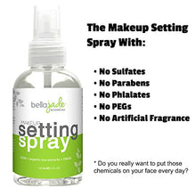 Load image into Gallery viewer, Bella Jade Face Setting Spray for Makeup Long Lasting Mist: Hydrating Dewey Finishing Spray for Makeup + Organic Green Tea &amp; MSM for All Skin Types, Oily skin – Makeup Setting Spray for Face 4 oz
