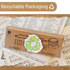 Wooden Dish Brush & Eco Sponge Set - Eco Friendly Cleaning Products - Low-Waste Wooden Dish Washing Brush - Dish Brush Set with 3 Replacement Heads - Eco Friendly Agile