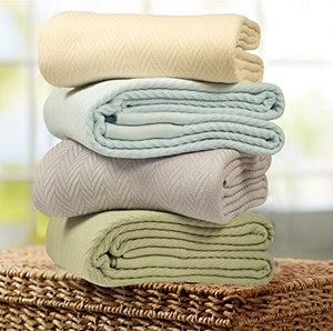 Threadmill Home Linen Multipurpose Blanket - 1 Piece Herringbone 100% Extra Long Staple Cotton, Scottish Grey