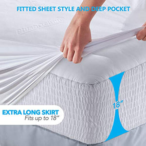 PlushDeluxe Premium Bamboo Mattress Protector – Waterproof & Ultra Soft Breathable Bed Mattress Cover for Comfort & Protection - (Queen Size)