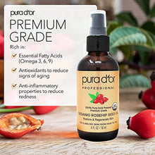 Load image into Gallery viewer, PURA D&#39;OR Organic Rosehip Seed Oil, 100% Pure Cold Pressed USDA Certified All Natural Moisturizer Facial Serum For Anti-Aging, Acne Scar Treatment, Gua Sha Massage, Face, Hair &amp; Skin, Women &amp; Men, 4oz
