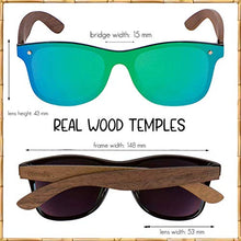 Load image into Gallery viewer, WOODIES Walnut Wood Sunglasses with Green Mirror Polarized Lens and Wooden Frame for Men and Women - 100% UVA/UVB Protection
