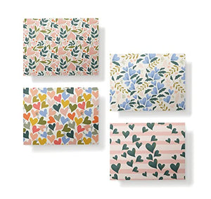 Twigs Paper - Floral Heart Pattern Card Set - 12 Cards With Envelopes - (5.5 x 4.25 Inch) - Blank Assorted Set For Any Occasion - Eco Friendly Stationery