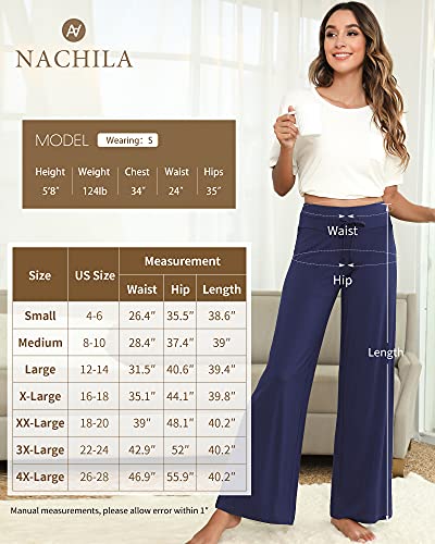NACHILA Women's Bamboo Lounge Pants Wide Leg Casual Bottoms Stretchy P –  Kreative World Online