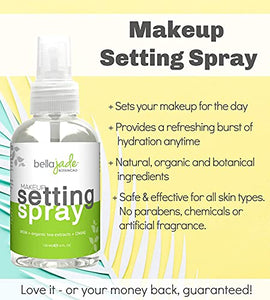 Bella Jade Face Setting Spray for Makeup Long Lasting Mist: Hydrating Dewey Finishing Spray for Makeup + Organic Green Tea & MSM for All Skin Types, Oily skin – Makeup Setting Spray for Face 4 oz