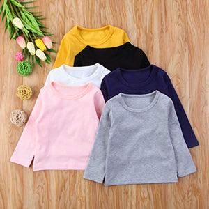 Toddler Baby Boy Girl Basic Solid Plain Organic Cotton T Shirts Tops Long Sleeve Tee Shirt Girls Clothes (Black, 2-3 Years)