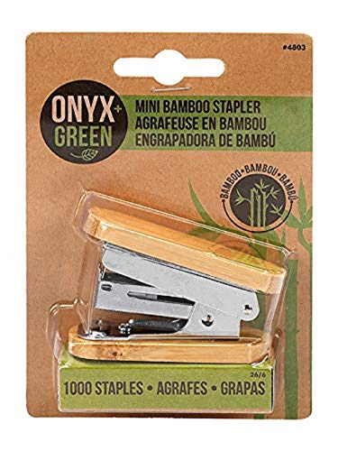 Onyx and Green Mini Stapler with 1000 Staples, Bamboo (4803)