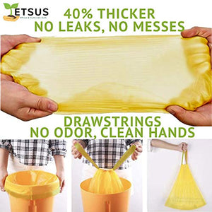 ETSUS Large Biodegradable Trash Bags 75 Pieces, Tall Heavy Duty Rubbish Wastebasket Liner Bags, Garbage Bags for Kitchen, Bathroom, Car, Office, 13 to 15 Gallon