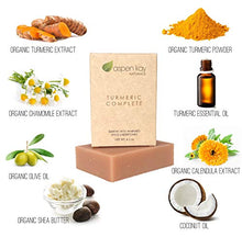Load image into Gallery viewer, Turmeric Soap Bar for Body &amp; Face - Made with Natural and Organic Ingredients. Gentle Soap – For All Skin Types – Made in USA 4.5oz Bar

