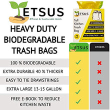 Load image into Gallery viewer, ETSUS Large Biodegradable Trash Bags 75 Pieces, Tall Heavy Duty Rubbish Wastebasket Liner Bags, Garbage Bags for Kitchen, Bathroom, Car, Office, 13 to 15 Gallon
