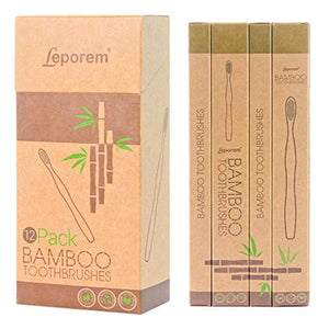 12 Individual Pack Premium Bamboo Toothbrush-All Natural Organic Waveform Toothbrushes with Charcoal Infused BPA Free Medium Bristles, Teeth Whitening, Biodegradable Eco Friendly, Vegan, Kooler-Things