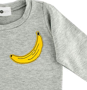 Dear Earth Baby Toddler Bamboo French Terry Heather Gray Sweat Shirt Banana 12M - 4T (3T)