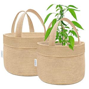 Amagenix 2-Pack 2 Gallon Grow Bags, Heavy Duty Breathable Plant Fabric Pots with Handles for Potato, Tomato, Fruits (Sand)