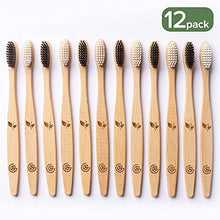 Load image into Gallery viewer, GREENZLA Bamboo Toothbrushes (12 Pack) | BPA Free Soft Bristles Toothbrushes | Eco-Friendly, Natural Bamboo Toothbrush Set | Biodegradable &amp; Compostable Charcoal Wooden Toothbrushes
