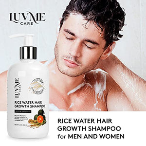 Luv Me Care Rice Water Hair Growth Shampoo With Biotin,Rice Water for Hair Growth- Hair Shampoo for Hair Growth for Thinning Hair and Hair Loss, All Hair Types, Men and Women 10 Fl Oz