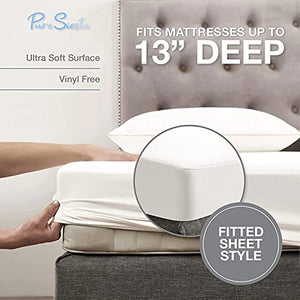 Pure Siesta Organic Cotton 5-Sided Waterproof Mattress Protector, Washable, Breathable & noiseless Bed Cover (Full)