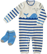 Load image into Gallery viewer, Gia John Cashmere Baby Layette and Socks Sets Romper Long Sleeve Cashmere Blue 3-12M (3-6m) (3-6M)
