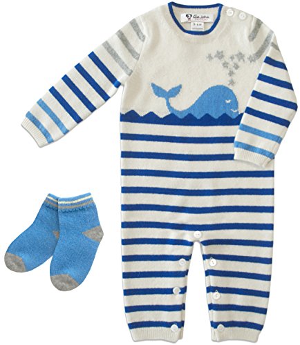 Gia John Cashmere Baby Layette and Socks Sets Romper Long Sleeve Cashmere Blue 3-12M (3-6m) (3-6M)