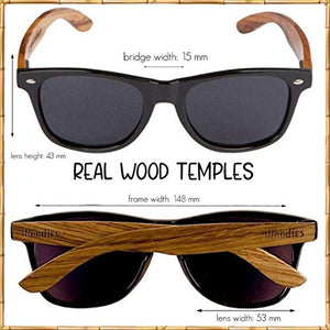 WOODIES Walnut Wood Sunglasses with Bamboo Case and Polarized Lens for Men and Women - 100% UVA/UVB Protection