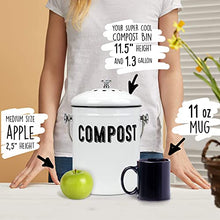 Load image into Gallery viewer, Granrosi Compost Bin Kitchen, Kitchen Compost Bin Countertop, Indoor Compost Bin, Countertop Compost Bin with Lid, 100% Rust Proof Compost Bucket w/Non-Smell Charcoal Filters, 1.3 Gallon - White
