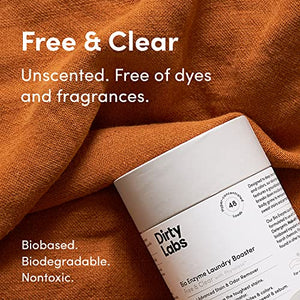 Dirty Labs | Scent Free | Bio Enzyme Laundry Booster | 48 Loads (1 lb) | Hyper Concentrated | High Efficiency & Standard Machine Washer | Nontoxic, Biodegradable | Stain & Odor Removal Enzyme Boosters