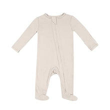 Load image into Gallery viewer, TWINOR Baby Footed Pajamas with Mittens, Soft Bamboo Rayon One-Piece Romper for Newborn Infant (light sand, 0-3 Months)
